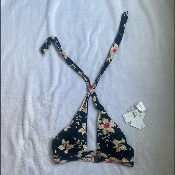 O'Neill Swim Oneill Black And Pink Flower Bikini Top Poshmark